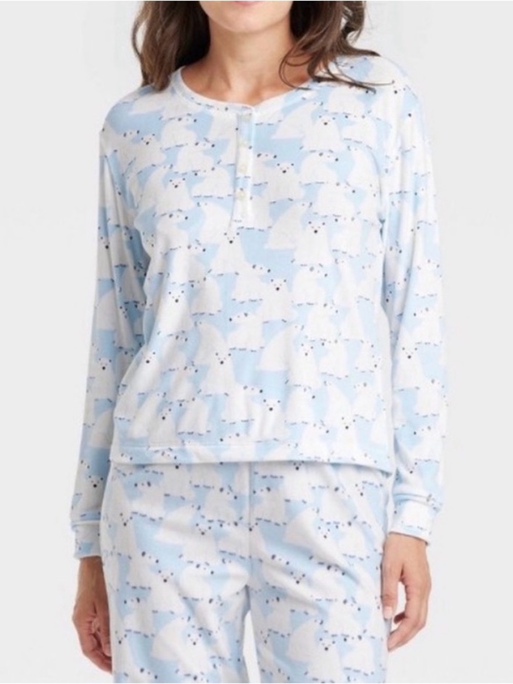 Light Blue Polar Bear Print Pajama Set